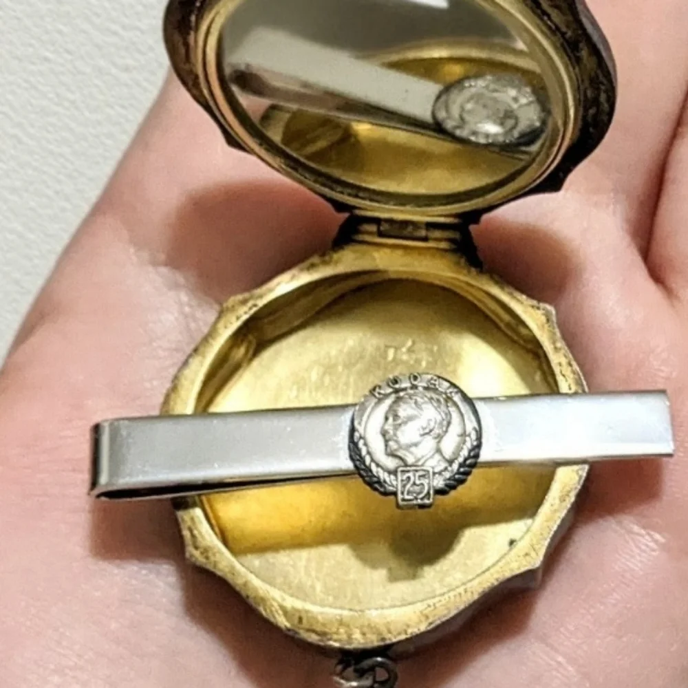 Vtg 1954 sterling silver Kodak 25 years coin tie clip antique